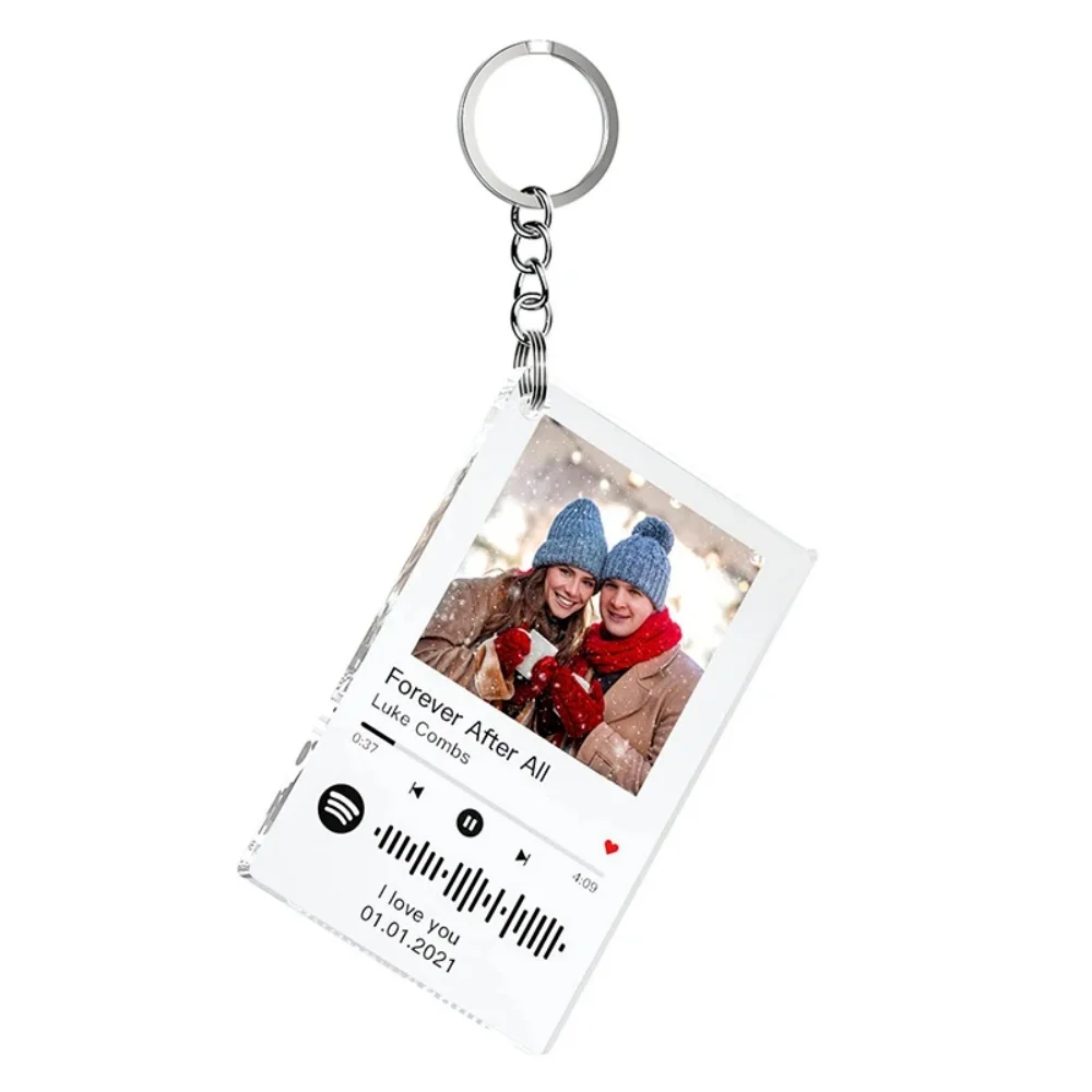 Llavero Personalizado con Foto, Llavero Personalizado con Spotify, Placa Acrílica Personalizada con Canción Musical, Marco para Llavero, Regalos para Enamorados