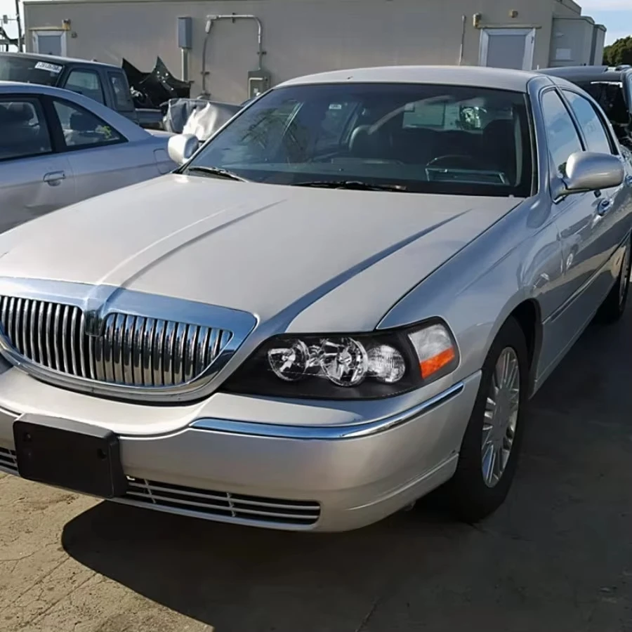 Black Headlights for 2005-2011 Lincoln Town Car Left and Right Pair ABS Plastic Matte Black Finish Direct Fit Replacement