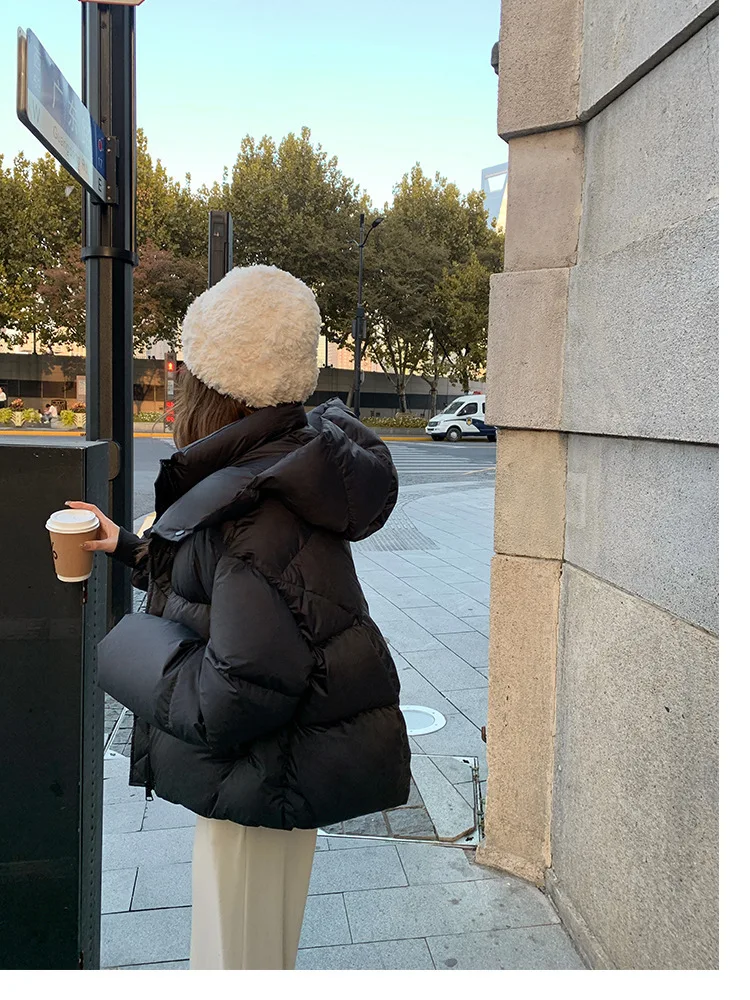 2026 New Women's Winter Short Hooded Puffer Jacket Korean Loose Thick Padded Jackets Female Lightweight Warm Solid Padded Parkas