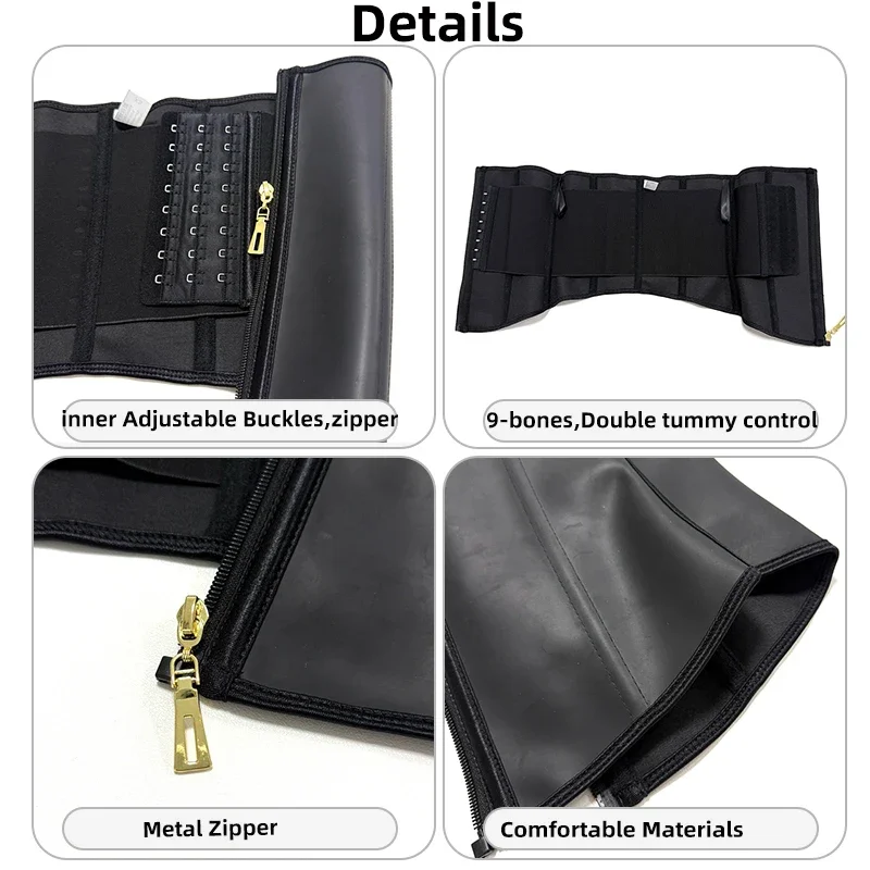 9 الصلب العظام سستة ملابس داخلية النساء اللاتكس مدرب خصر مشد الخصر أربطة البطن التحكم فاجا الكولومبية محدد شكل الجسم حزام هوك