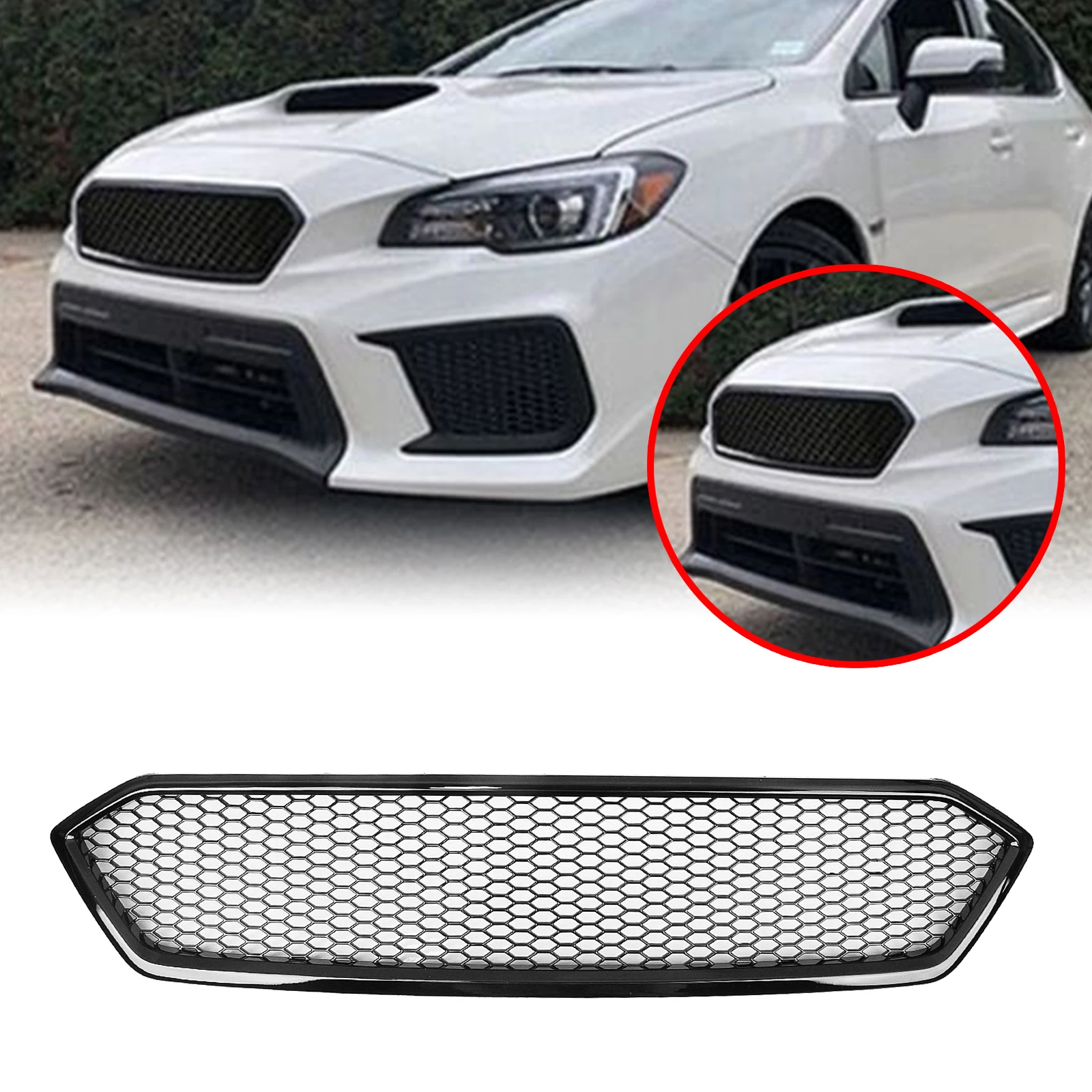 Parrilla delantera de carreras para Subaru Impreza WRX STI 2018-2021, aspecto de fibra de carbono/brillo/negro mate, rejilla de malla para capó de parachoques superior