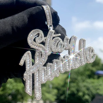 New arrived Bling Iced Out Stay Humble Initials Pendant Necklace Paved 5A Cubic Zirconia Necklace for Men Hip Hop Rapper CZ Jewelry