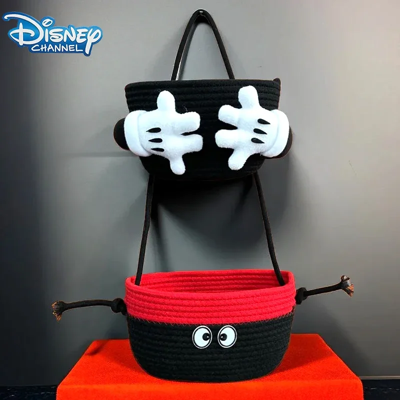 Disney Mickey Mouse Palm Double Layer Storage Basket Cute 3D Wall Hanging Basket Cartoon Braid Storage Box Party Gift