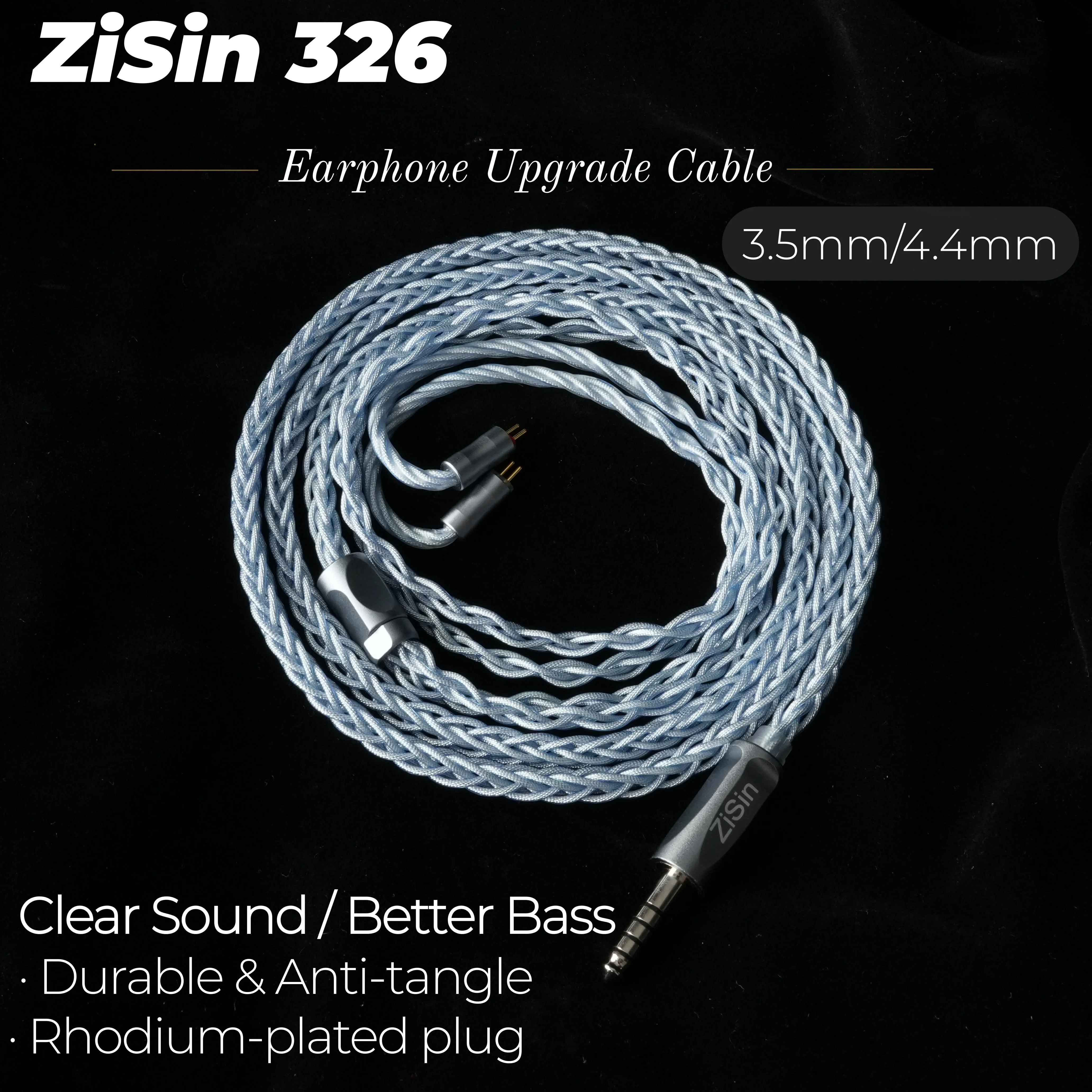 ZiSin326iem Cable Rhodium Plated 4.4mm MMCX/0.78 2pin Suitable for AFUL Performer 5+2/Performer DUNU X KOTO ITO In Ear Earphones
