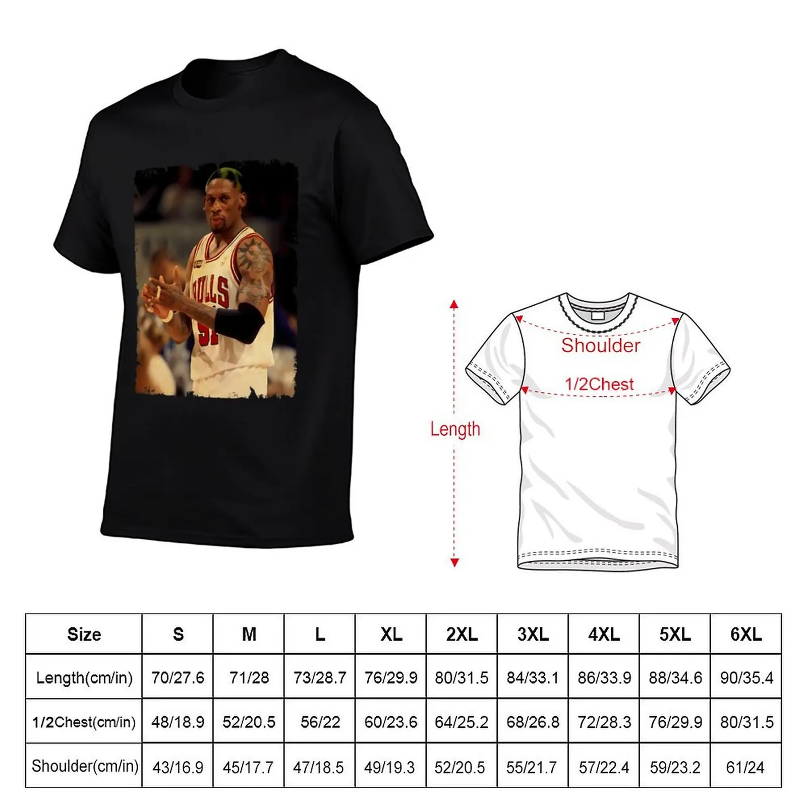 Dennis sport Rodman Dennis sport Rodman Vintage Design Of Basketball 70s (3) T-Shirt Summer Casual Loose T-Shirt