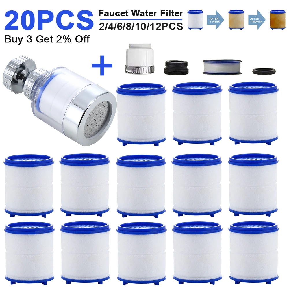 2-16PCS Faucet Filter Element Purifier Sprayer Head Household Water Purifier Filter Shower Remove Chlorine Heavy Metal Filtered