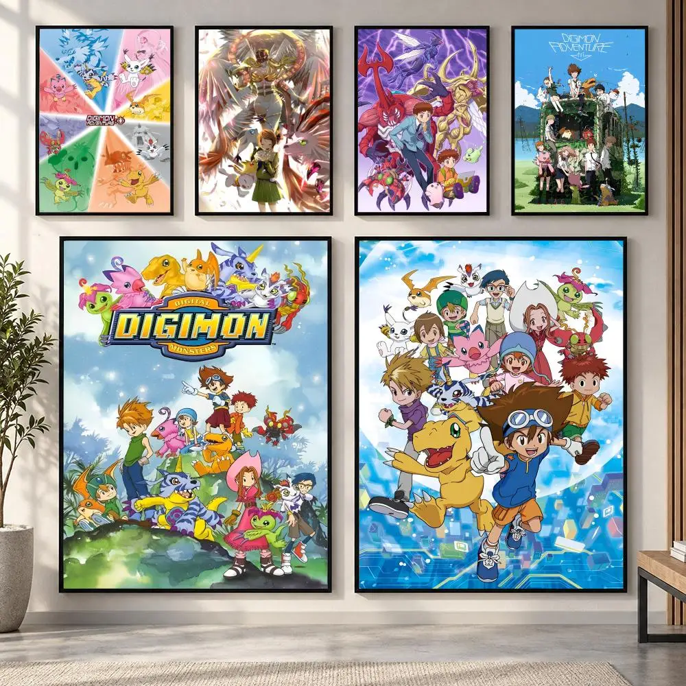 Anime Digimon Poster HD art sticky wall waterproof home living room bedroom bar aesthetic decoration