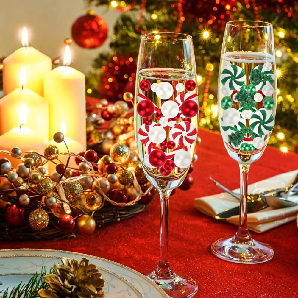 Enchimento De Vaso De Natal Conjunto Com Grânulos De Cana De Doces, Pérolas Do Falso, Decoração De Mesa De Casa, Decoração Do Partido