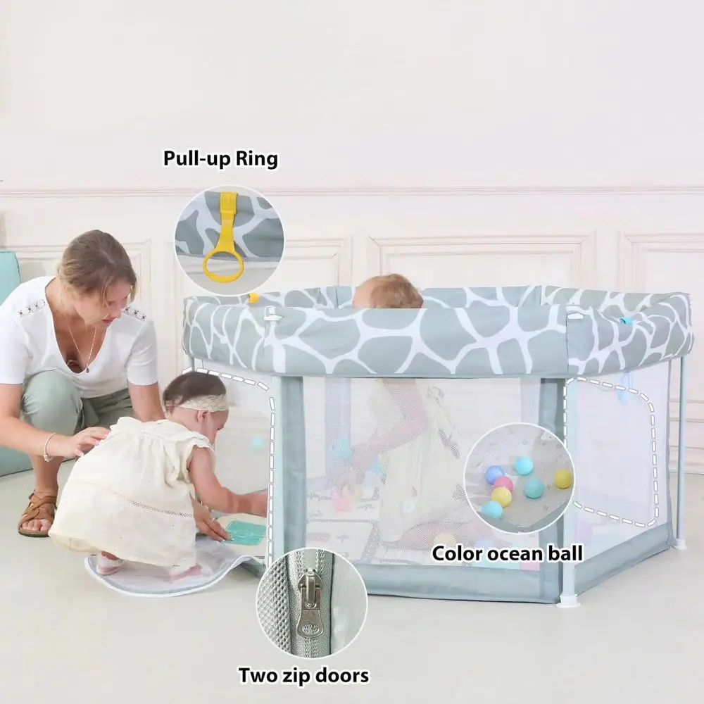 50 روضة أطفال قابلة للطي مع حصيرة، خيمة سرير ولعب قابلة للفصل، مقاومة للشمس والبعوض للأطفال الصغار في الأماكن المغلقة/الخارجية #4