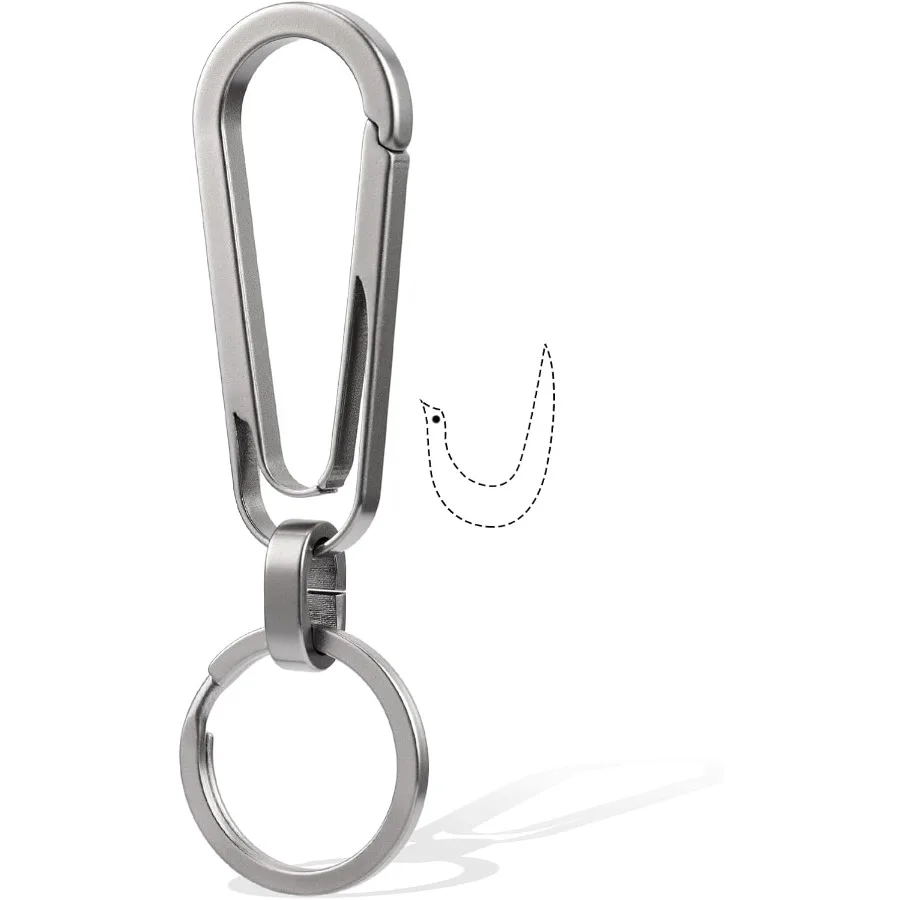 مشبك سلسلة مفاتيح من التيتانيوم مع حلقة مفاتيح 2 Ih مشبك مفاتيح صغير عالي التحمل مشبك حزام للمفاتيح