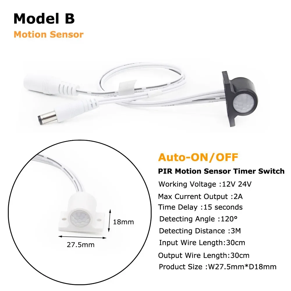 Motion Sensor 12V Light Switch 12 Volt Touch Movement Sensor DC 12V LED PIR Infrared Automatic LED Strip Light Switch ON OFF view 3