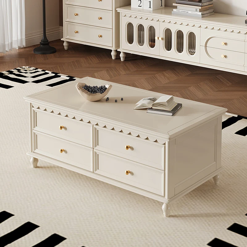 

American retro solid wood TV cabinet coffee table combination living room household small apartment light luxury high-end storag