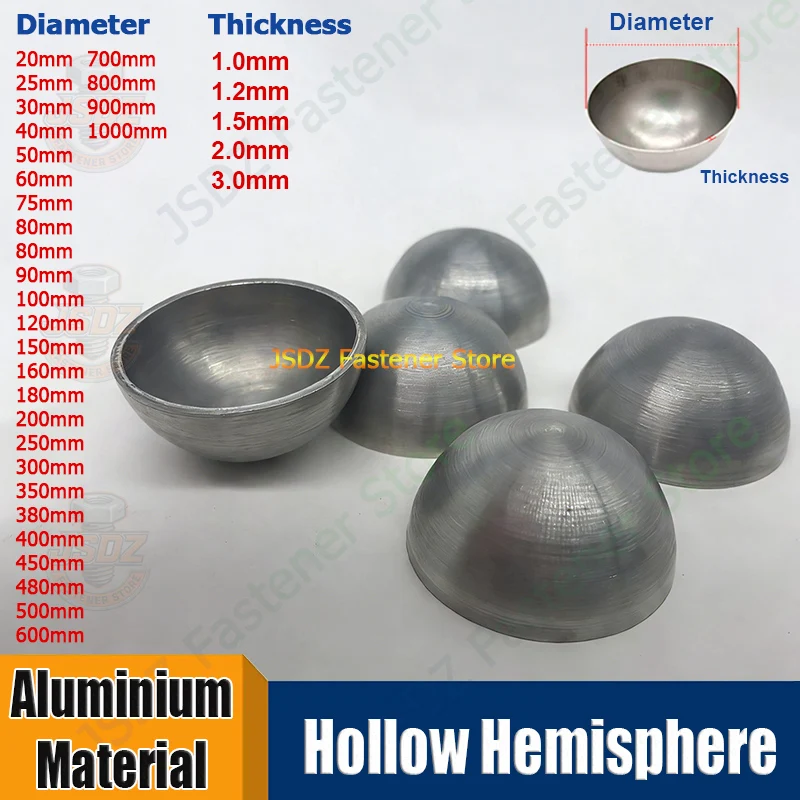 1-10pcs Aluminum Hollow Hemisphere OD 25-1000mm Semisphere Decoration Sealing Plug Aluminum Half Balls Cap Heat Dissipation
