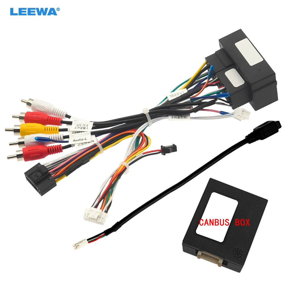 LEEWA Car 16pin Power Cord Wiring Harness Adapter With Canbus For Fait 500/500L/Doblo/Punto/Bravo/Ducato Installation Head Unit