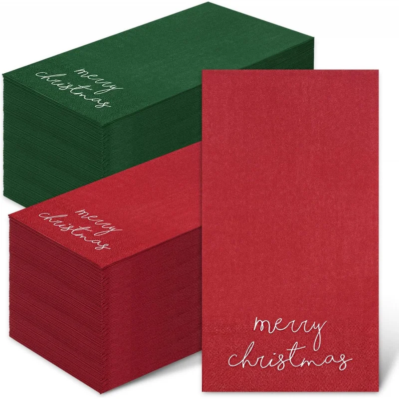 

50/100pcs Red and Green Gold Foil Christmas Disposable Paper Napkin Winter Party Supplies Bathroom Dining Table Decoration