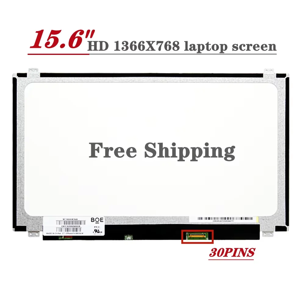 Free shipping 15.6inch slim EDP 30pin laptop screen LP156WHB A1 B1 C1 D1 TP LP156WH3 S1 A1 TP LP156WHU TPG1 N156BGE EA1 EA2 EB1