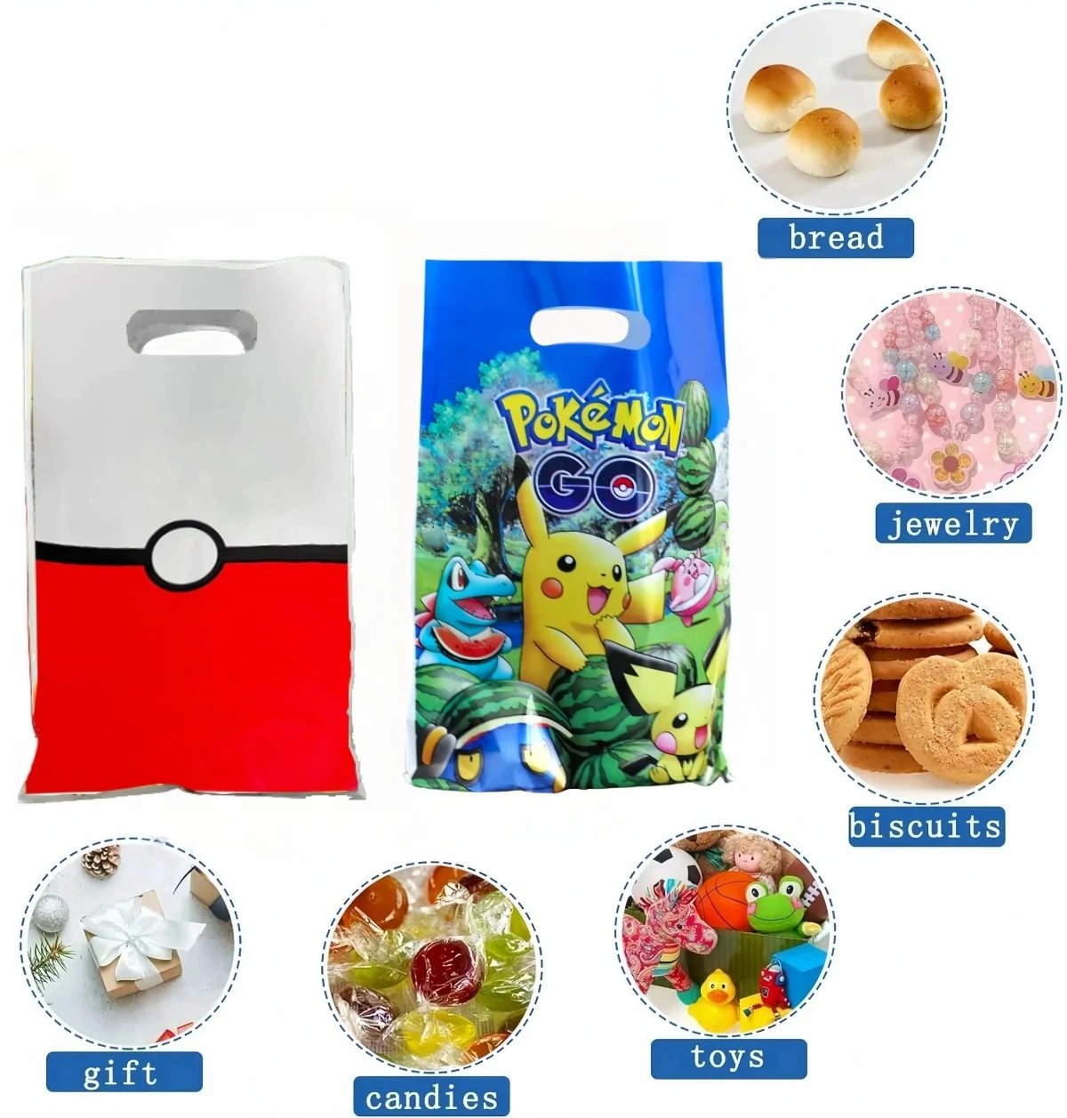 Pokemon Gift Bags Birthday Party Decoration Pikachu Goody Biscuit Package Candy Bag Baby Shower Kids Gifts For Party Supplies