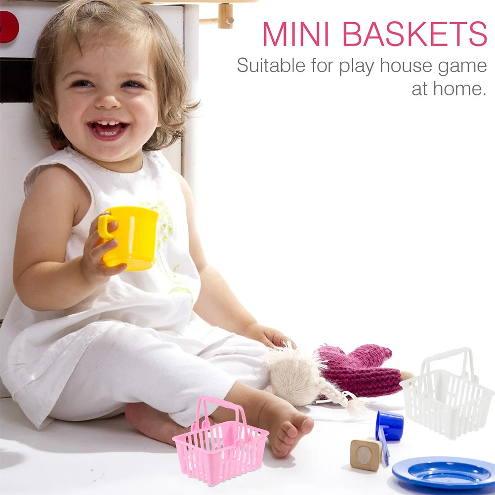 12 قطعة سلة حمل صغيرة للأطفال سلال التسوق سلال بلاستيكية صغيرة للعب التظاهري منزل ألعاب المنظمون حافة آمنة ناعمة #2