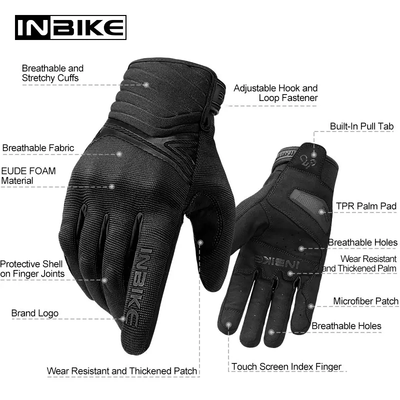 INBIKE Shockproof Motorcycle Gloves Men Breathable Motor Riding Motorcyclist\'s Gloves Full Finger Touch Screen Motorcross Gloves