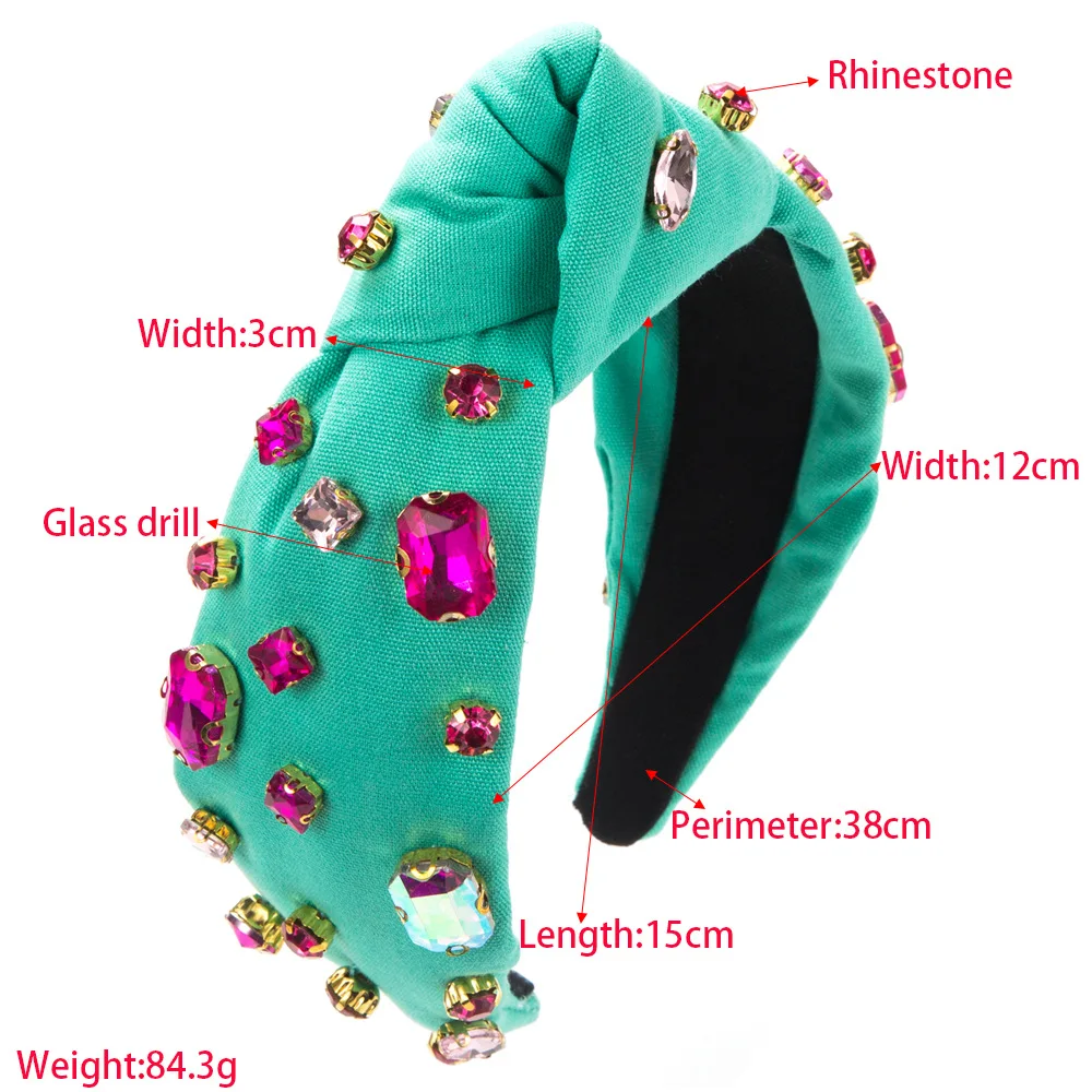 Fashion All-Match Baroque Shiny Colorful Crystals Headband Women's High Quality Hand-Stitched Glass Drill Hair Accessories