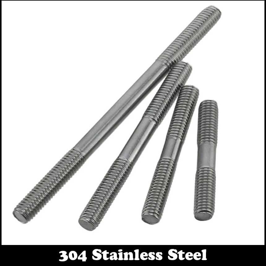 M10 M10*90 M10x90 M10*100 M10x100 M10*110 M10x110 304 Stainless Steel ss DIN835 Screw Headless Double End Thread Rod Bolt Stud