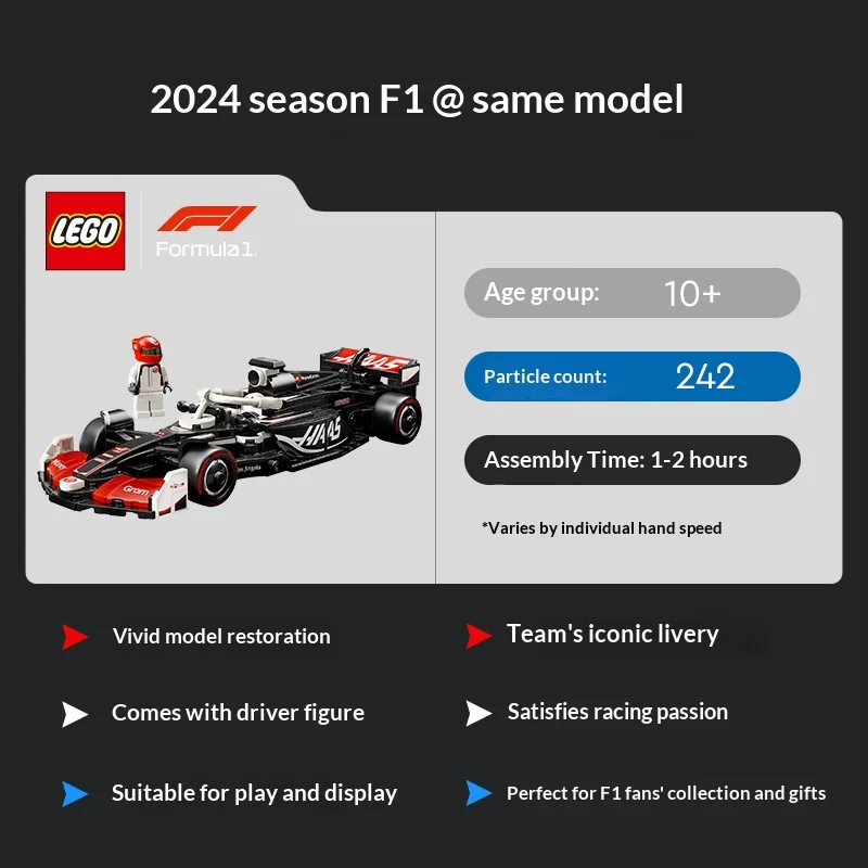 ليغو اللبنات الاحتفال بعيد الميلاد 77250 MoneyGram Haas F1 Team VF-24 سباق لعب الأطفال هدية الكريسماس #3
