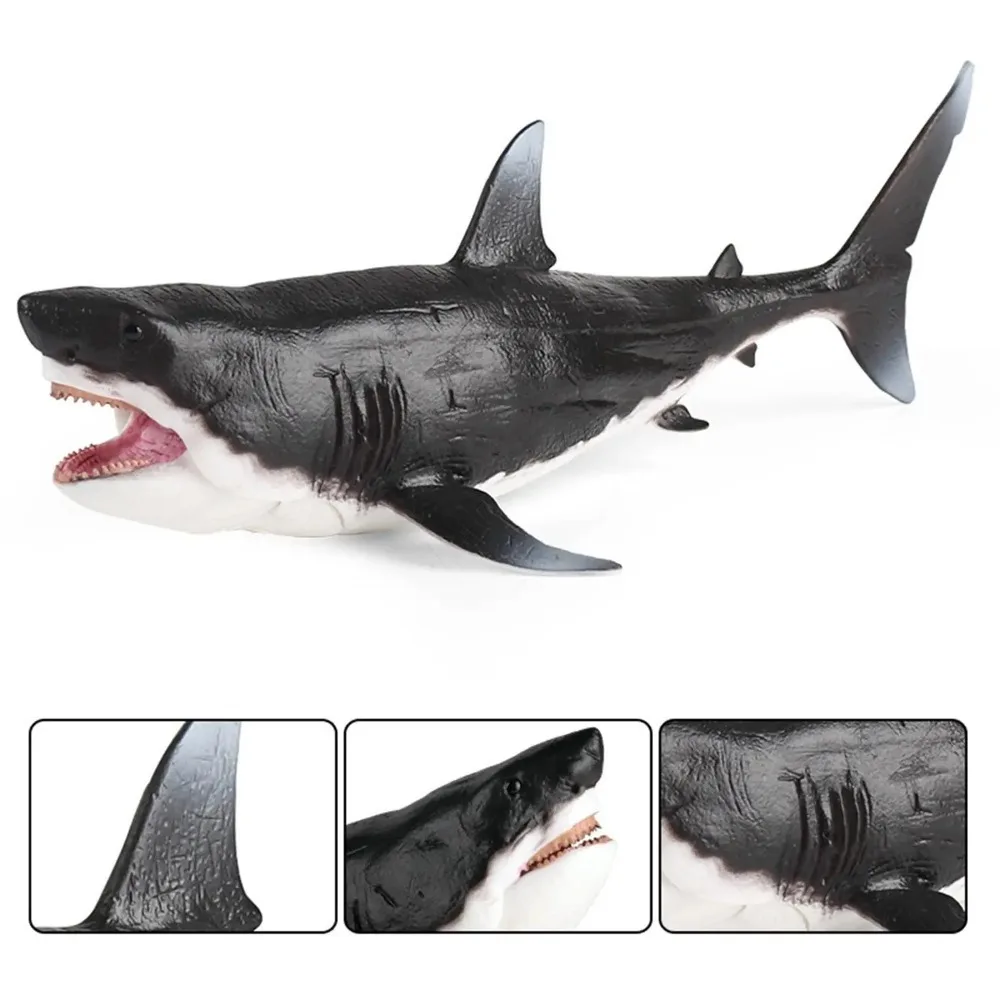 Wild Megalodon Action Figure Toy Realistic Plastic Ocean Animal Statue Handmade Big Shark Fish Model