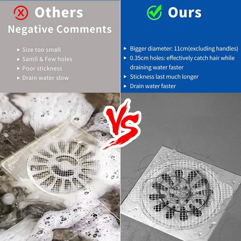 100PCS 4.3Inch Circular Shower Drain Hair Collector Disposable Shower Drain Hair Catcher Mesh Sticker,Shower Drain Cover