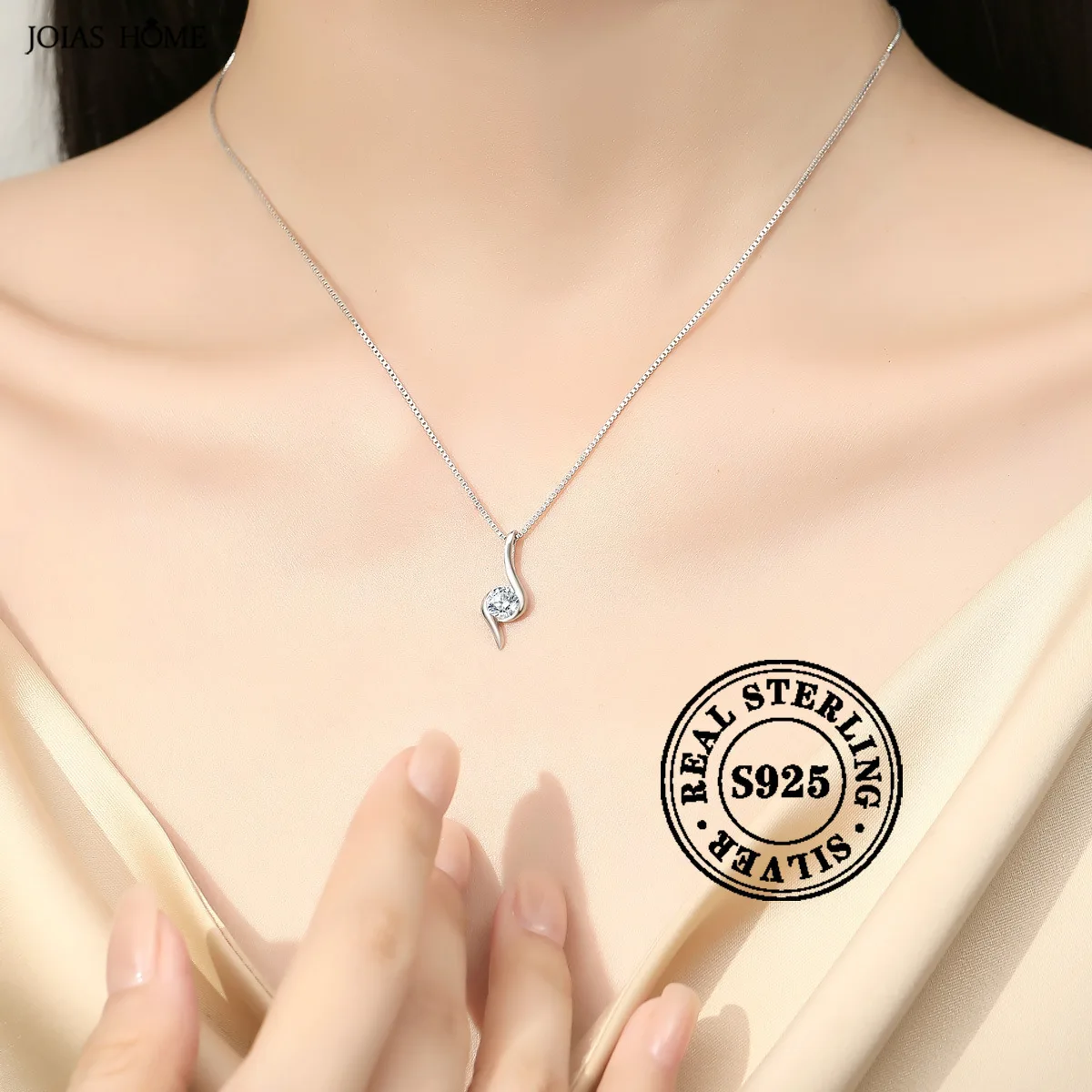 

JoiasHome 925 Sterling Silver D Color Moissanite Necklace 1CT With Certificate minimalist 18k Pendant Necklace Luxury Jewelry