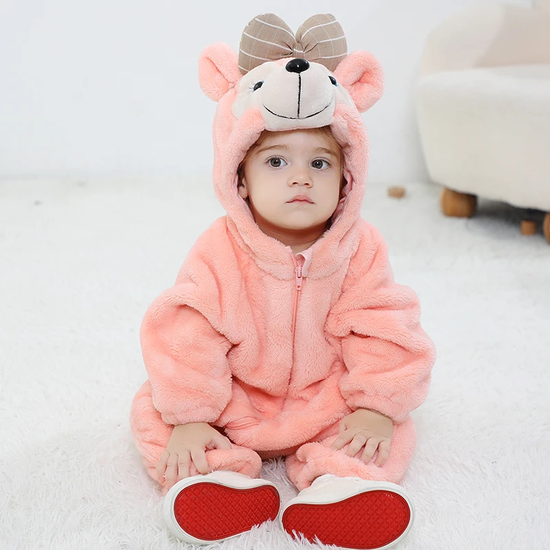 Lovely Bear Baby Girl Boy Clothes Onesie Infant Baby Romper Winter Pajamas Onesie Cosplay Costume Hooded Jumpsuits 0-3 years