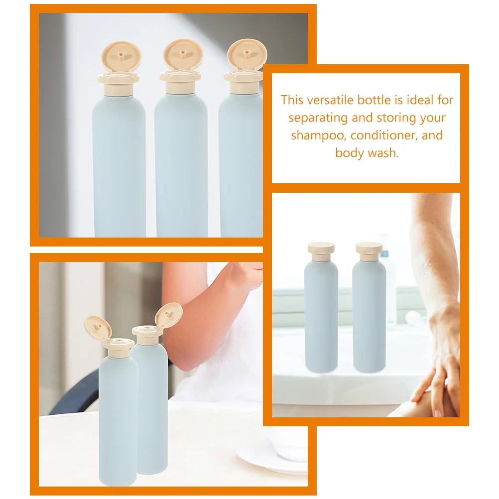 3 Pcs Light Blue Flip-top Lotion Bottle 260ml Shower Gel Shampoo Travel Bottles Hdpe Plastic Soap Dispenser