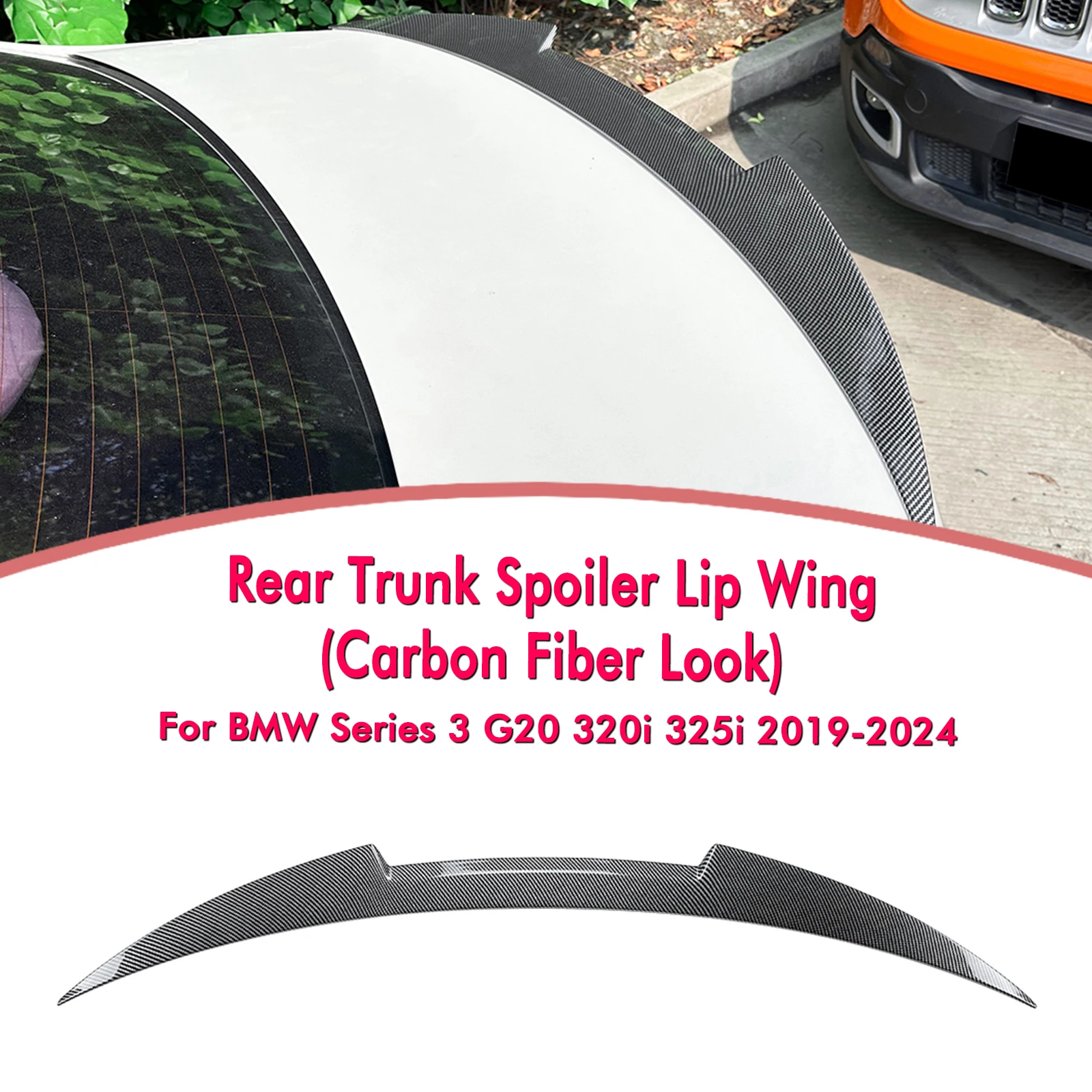 

Rear Trunk Lid Spoiler Wing For BMW 3 Series G20 320i 325i 2019-2024 Carbon Fiber Look/Gloss Black Tailgate Splitter Tail Lip