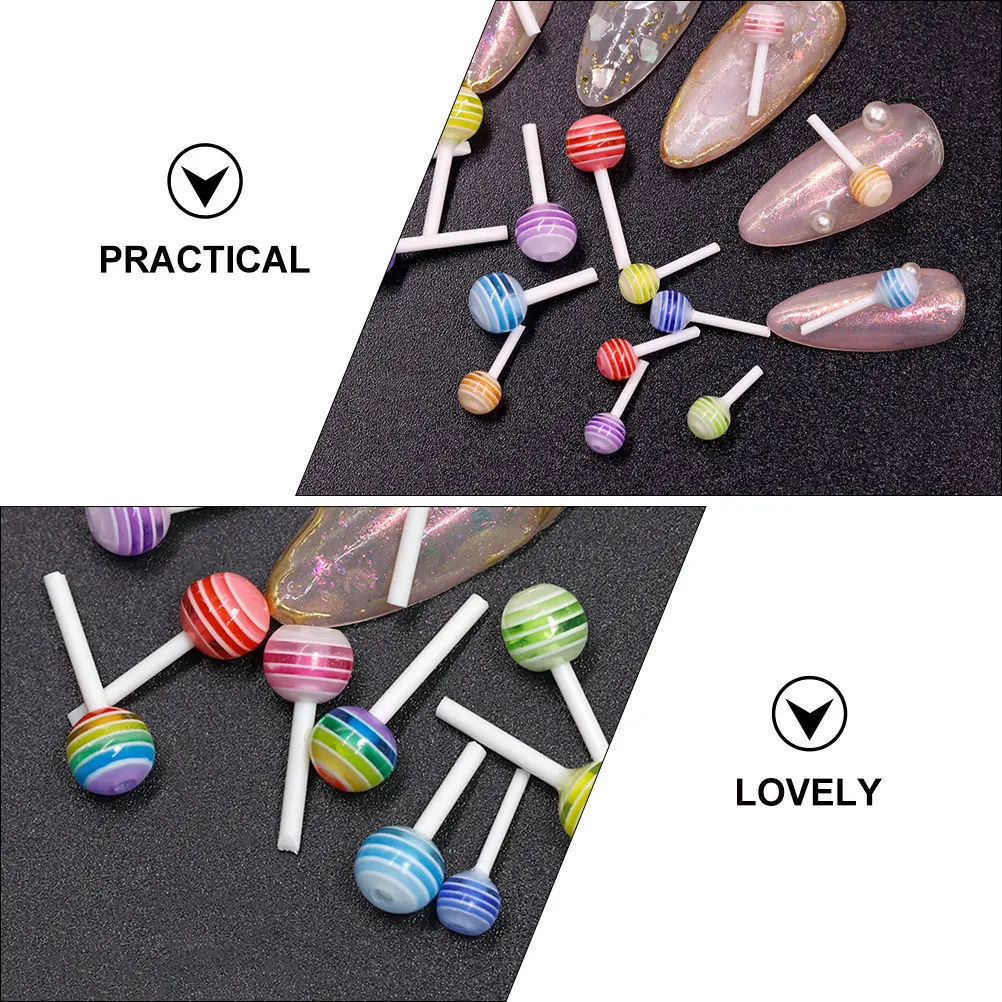 

100 Pcs Lollipop Nail Art Accessories Resin Decors Candy DIY Manicure Ornament Charms Miss Lollipops