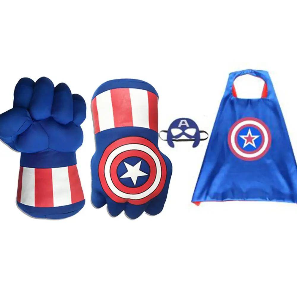Enfants Spider-Man Hulk gants Capes masques Captain America gant en mousse Iron Man super-héros coton poing jeu accessoires Halloween cadeaux ensemble
