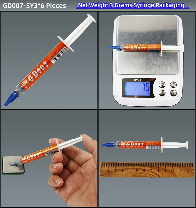 GD007 Wärmeleitpaste Gips Kühlkörper Verbindung Kühlnetz Gewicht 0,5/1/3/7/15/30/150 Gramm für CPU SSY ST CB CN MB BA BR – Detail 7