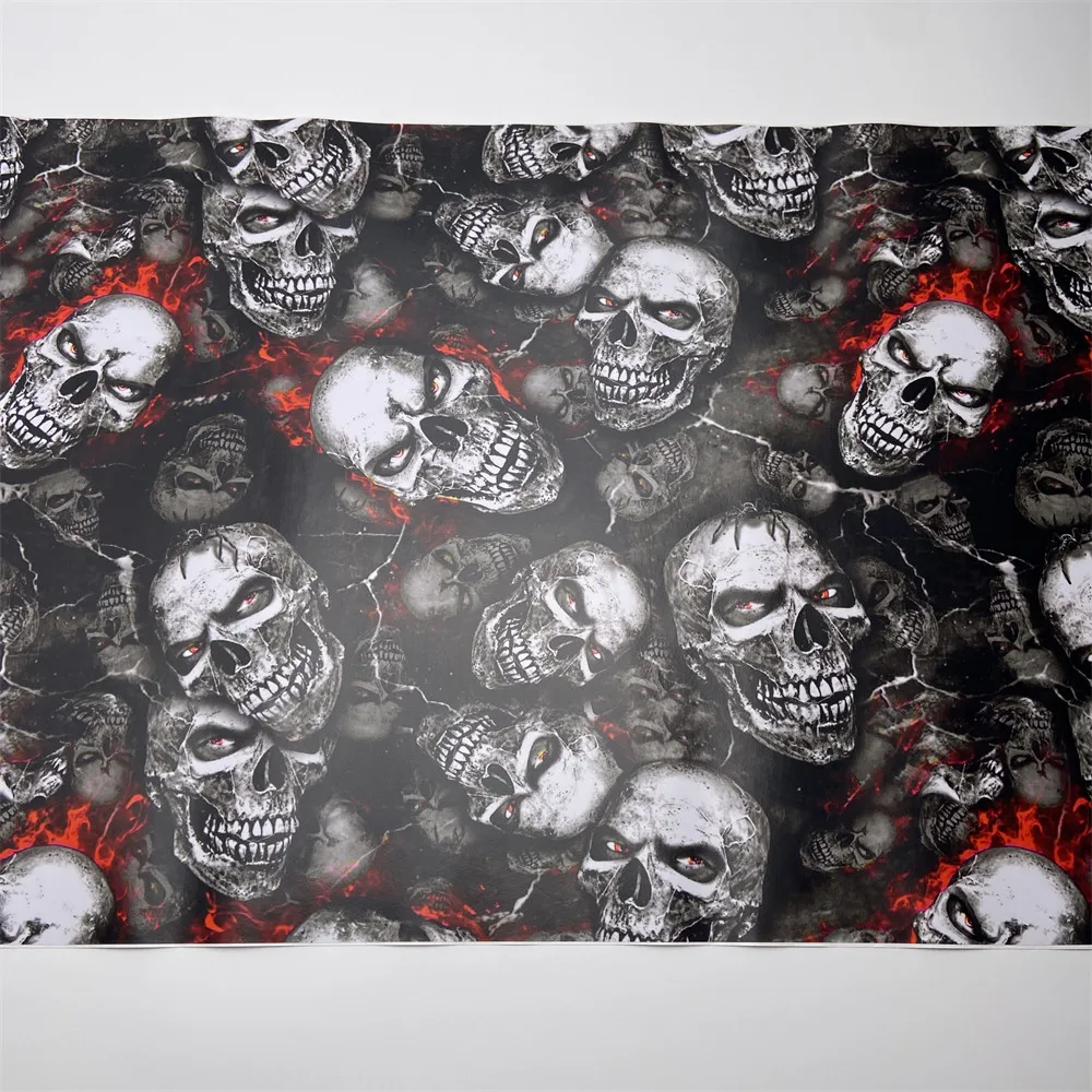 Car Tuning Stickers Waterproof Skull Cartoon Printed Sticker Self-adhesive Red Camouflage Motorcycle Car Color Change Vinyl Wrap view 6
