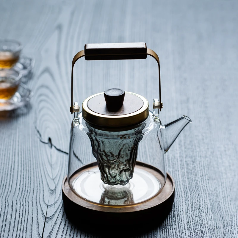 

Жаропрочный стеклянный чайник с ручкой для использования на газовой и электрической плите, а также для приготовления пищи.