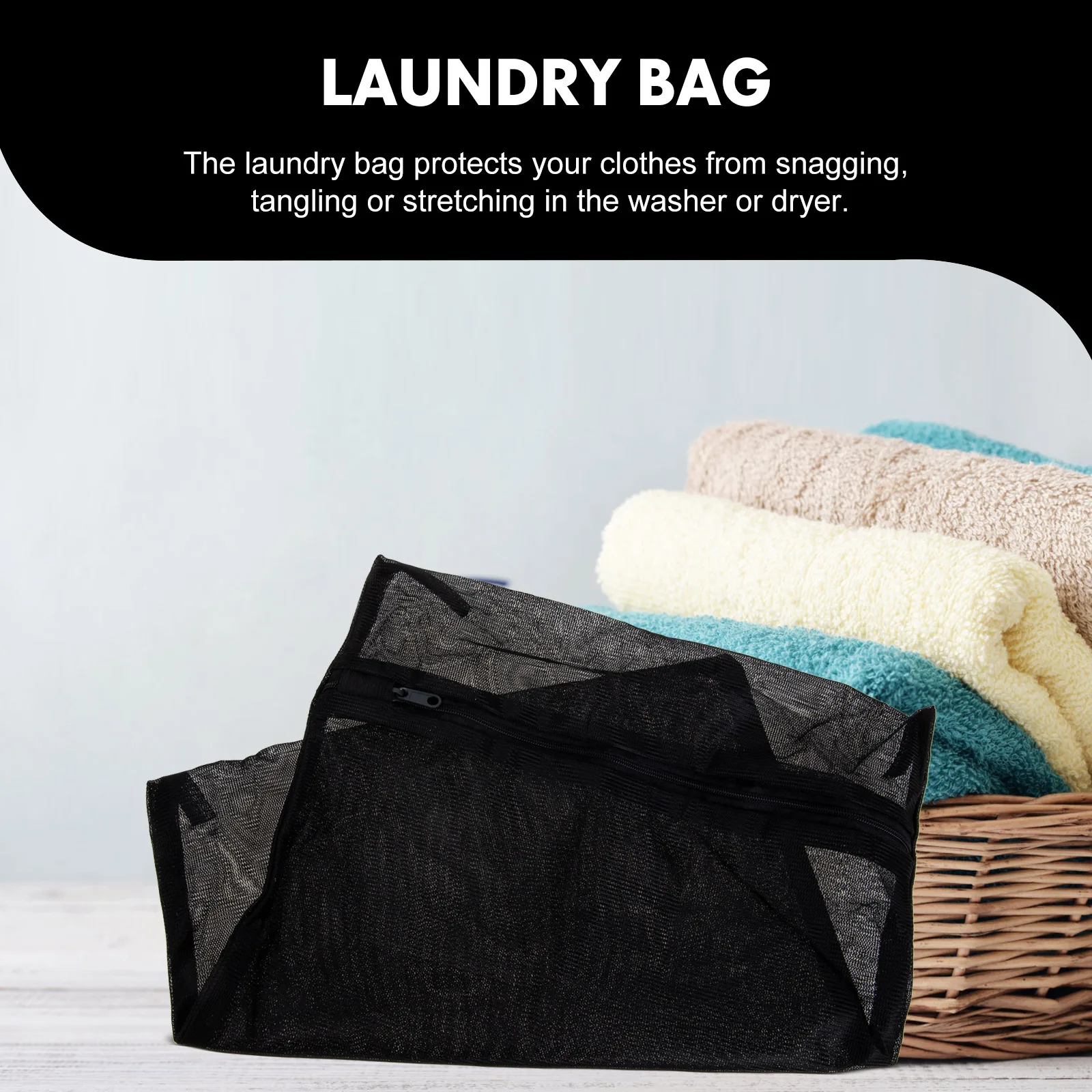 

6pcs Thick Polyester Mesh Laundry Bags Black Clothes Washing Bags For Socks Gloves Bras Underwear Travel Organizer