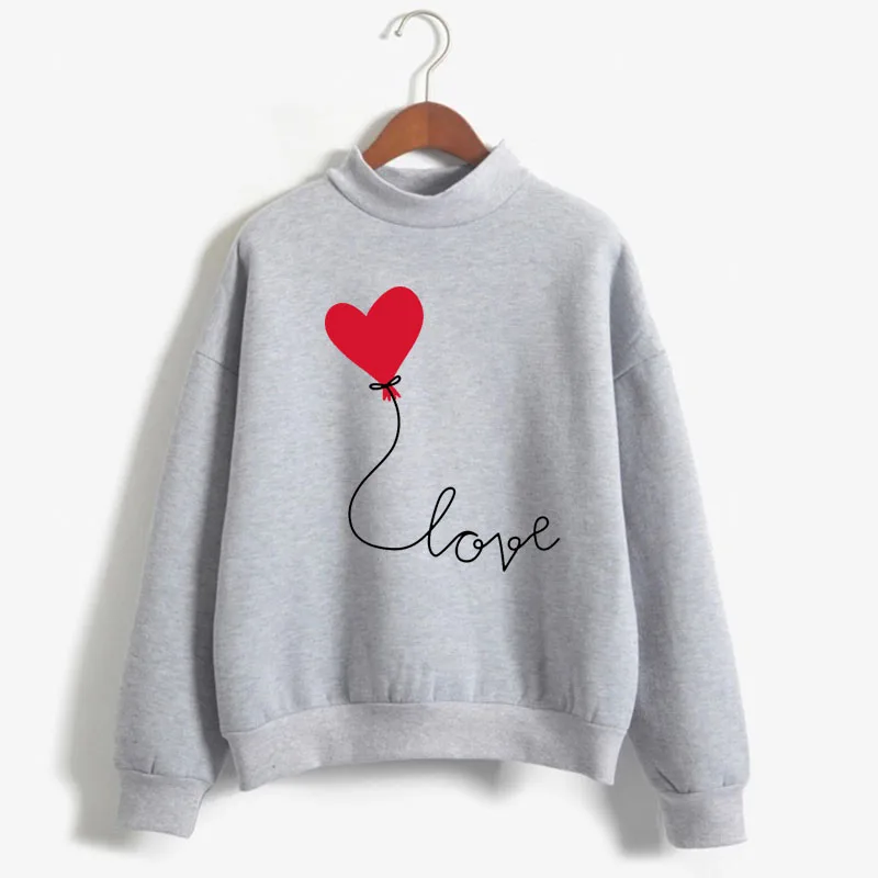 

Harajuku Love balloon Print Women Sweatshirt Sweet Korean O-neck Knitted Pullover Thick Autumn Candy Color Lady Clothing