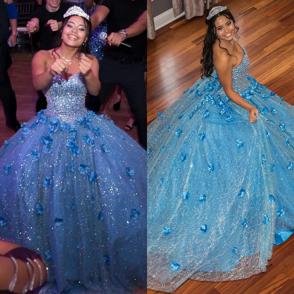

High Quality Customized Sweetheart Floor Length Beaded Appliques Blue Sleeveless Pageant Dresses Women Abendkleid Evening Dress