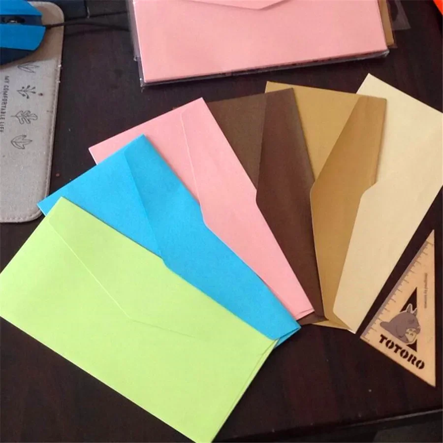 

10pcs/lot Vintage Paper Envelopes Colorful Paper Envelope Wedding Sobres Invitation Envelopes Card for Offices Stationery