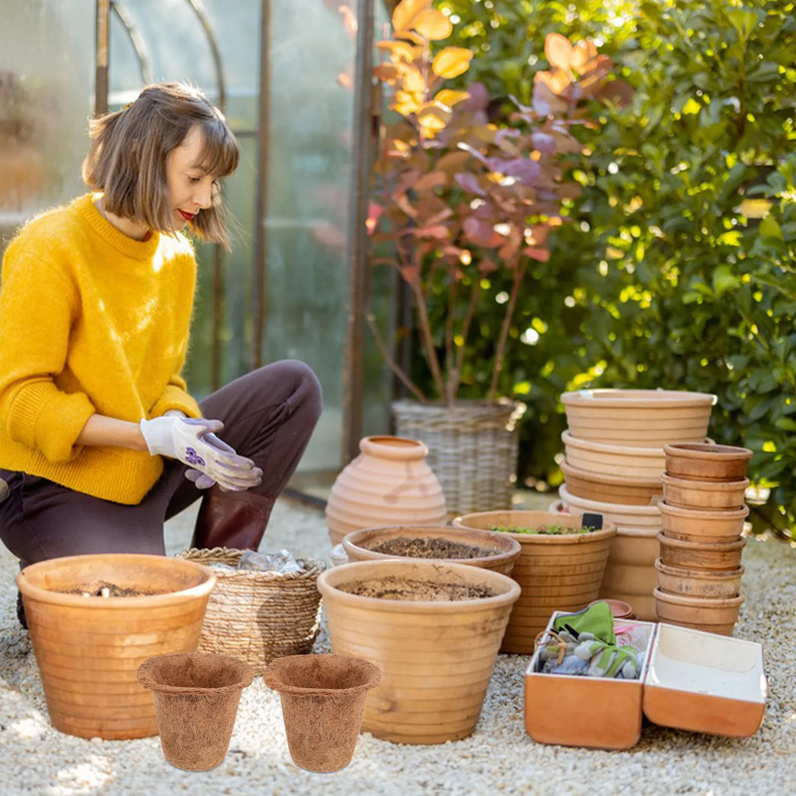 

4Pcs Coconut Fiber Nursery Pots for Seedlings Starting Kits Biodegradable Planting Containers Breathable Garden Supplies
