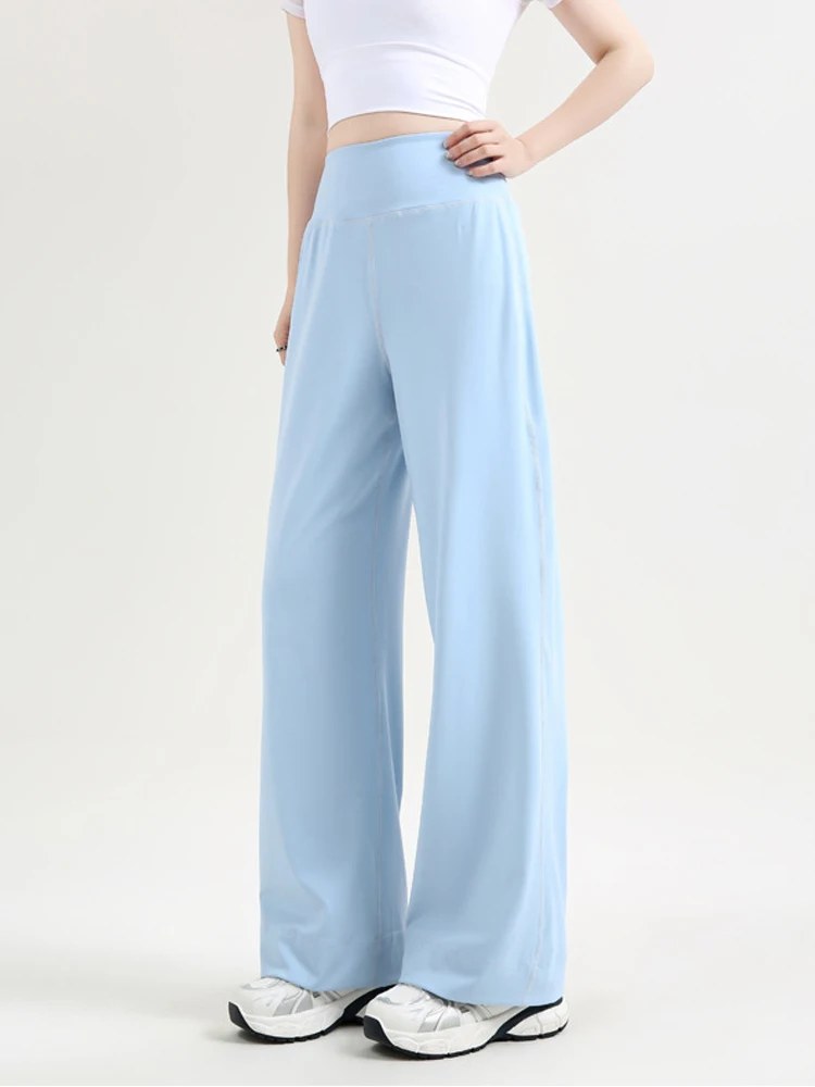 Neue 2025 weiße Arkskin-Hose für Damen, Sommer, dünne Eisseide, Yoga-Bot, gerades Bein, lockere Passform, Bauchkontrolle, hohe Taille, L...