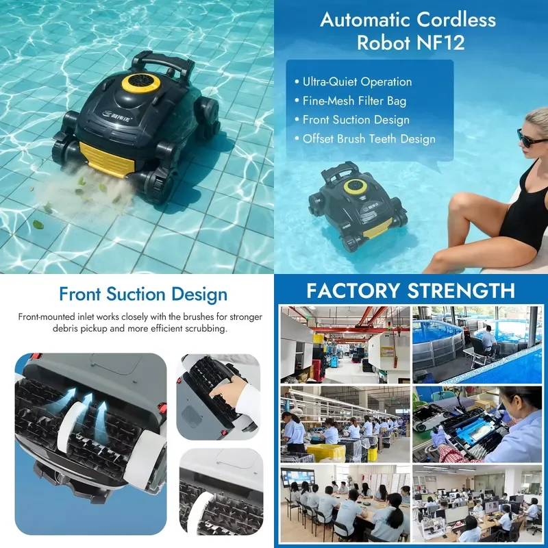 STROVAN Smart Automation Cordless Swimming Pool Cleaning Robot Strong Suction Portable Design High Efficiency Long Runtime