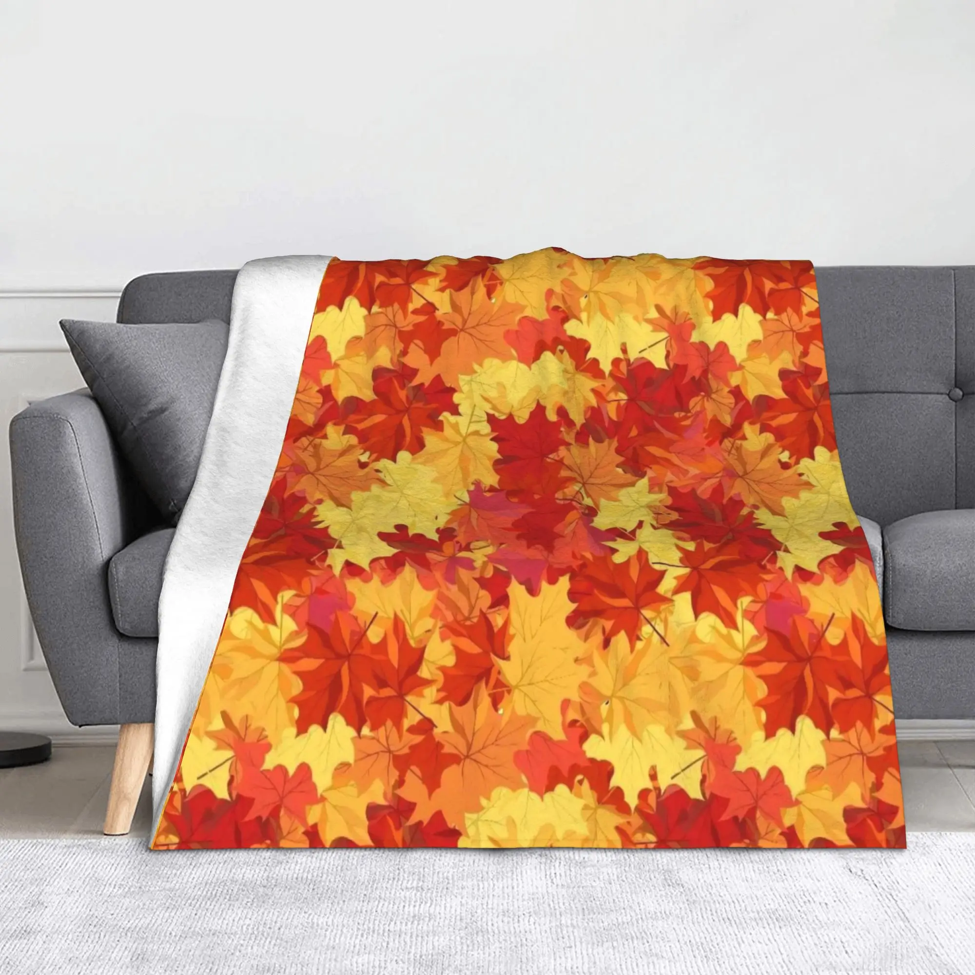Maple Fallen Leaves Blanket Cover Coral Fleece Plush Autumn Leaf Ultra-Soft Throw Blanket for Bedroom Sofa Bedroom Quilt