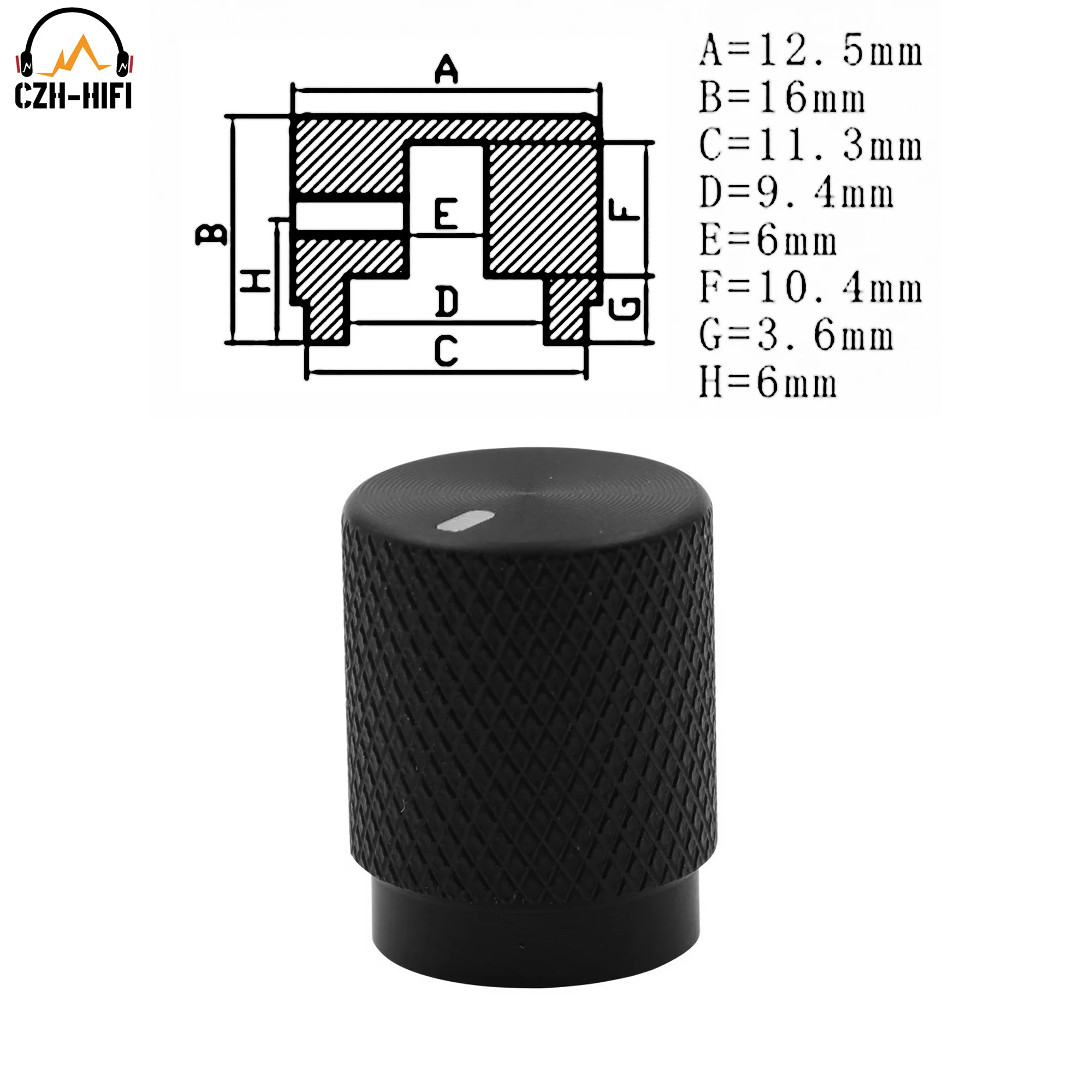 10pcs 12.5x16mm CNC Machined Solid Aluminum Pointer Knob Button Cap for Guitar AMP CD Player Radio DAC Audio Potentiometer DIY