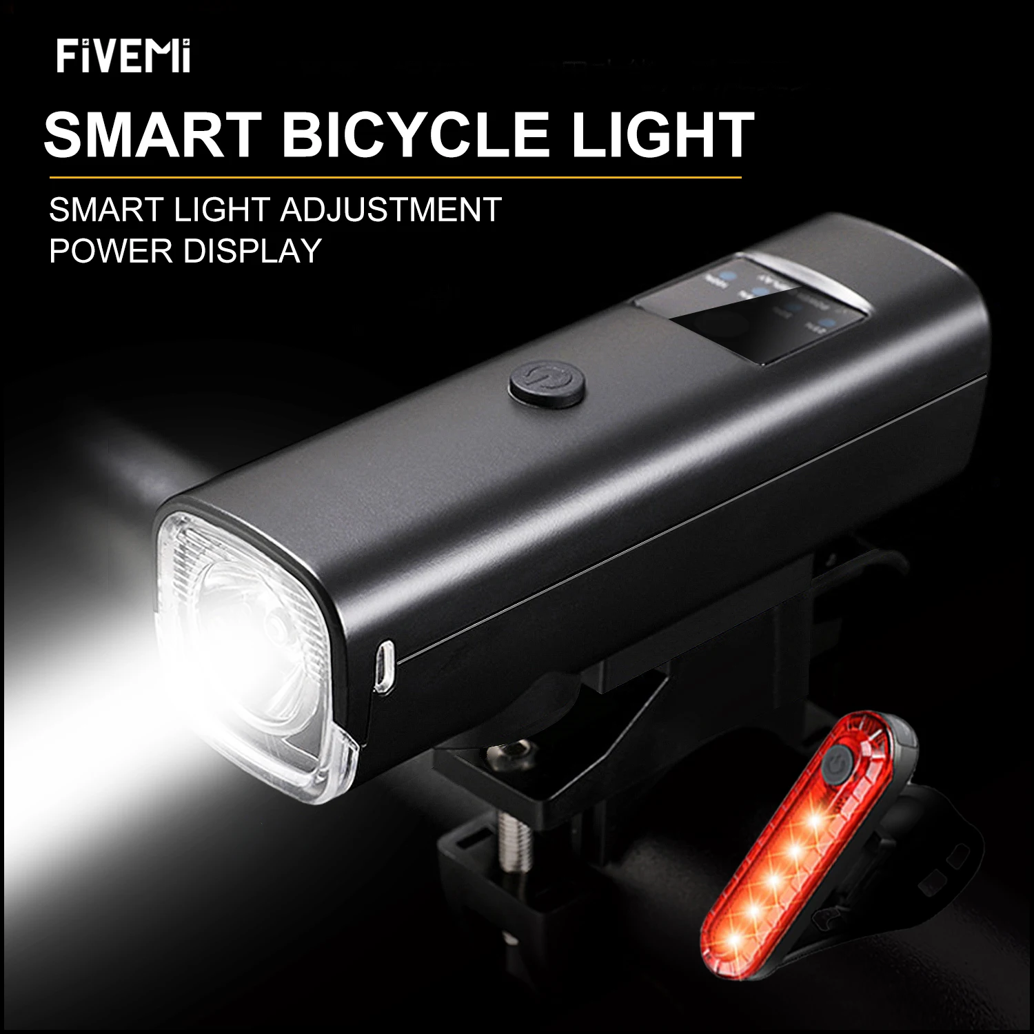 Smart LED Bike Lights Front Tailight 4 Mode USB Rechargeable Set Road MTB Bicycle Light Headlight Flashlight Cycling Light Group