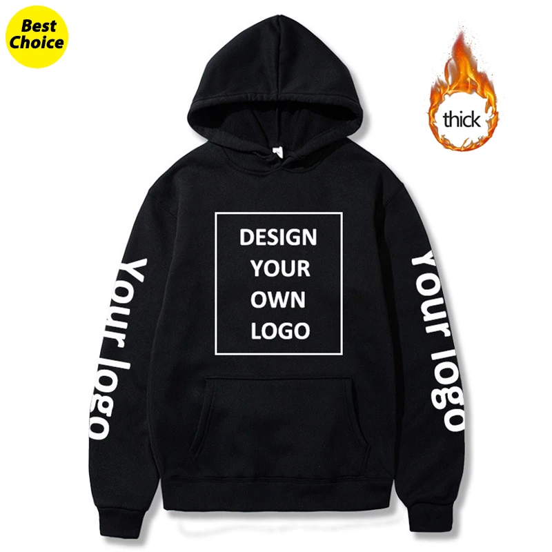 

Your Own Design Hoodies Customized Pattern Logo Hooded Sweatshirts Winter Warm Thickened Pullover Tops Unisex Oversized Hoody