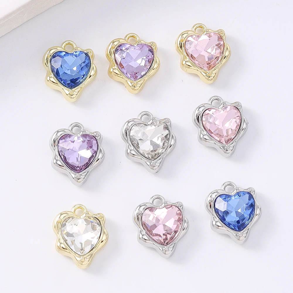 

5pcs Elegant Crystal CZ Love Heart Charms Pendants for Necklace Earrings Bracelet DIY Jewelry Making Accessories Supplies