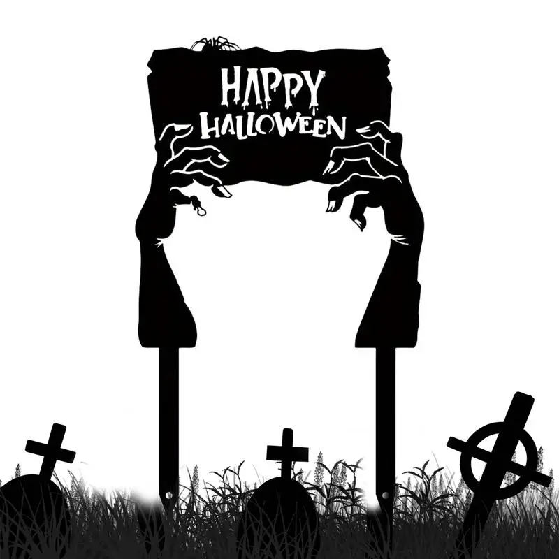 Halloween Iron Garden Stakes Yard Signs Halloween Metal Garden Stakes Yard Signs Outdoor Decorations Happy Fall Lawn Signs